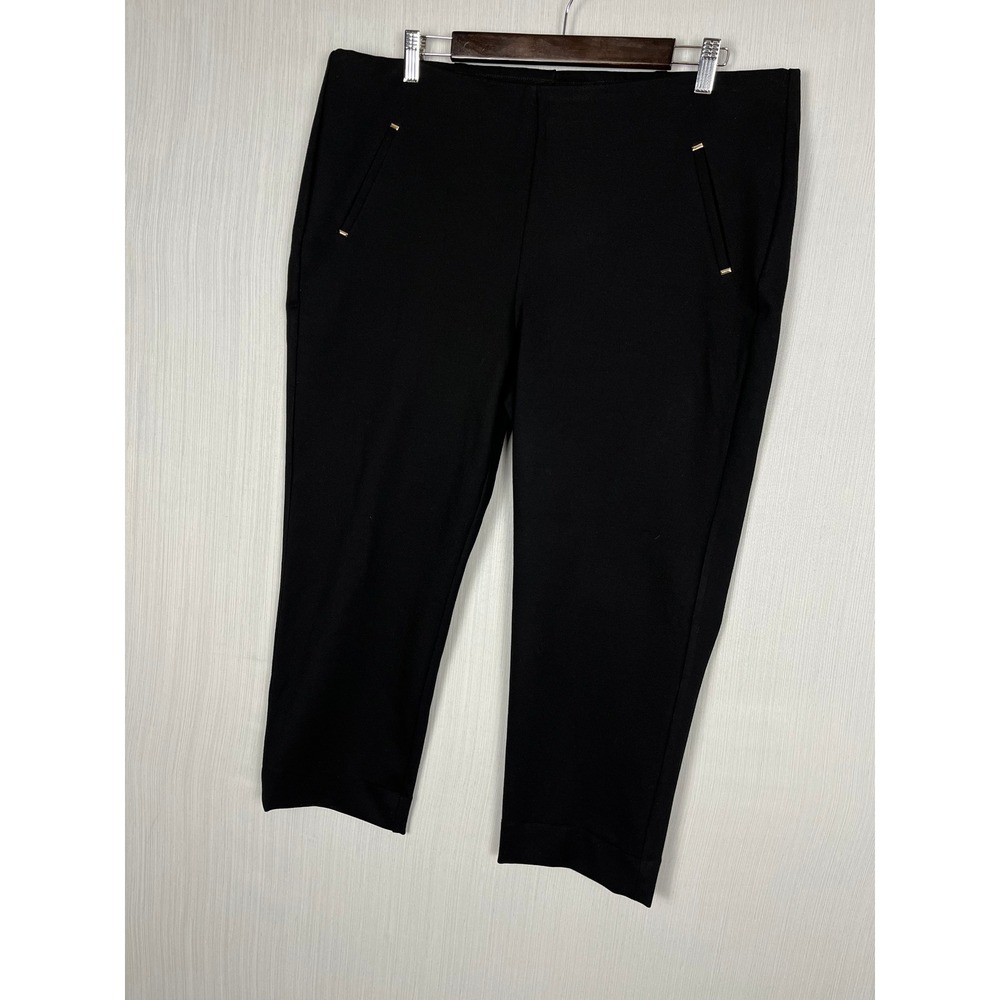 Chico's Juliet Crop Pants Women 3P Black Ankle Pull On Slim Office Career Petite